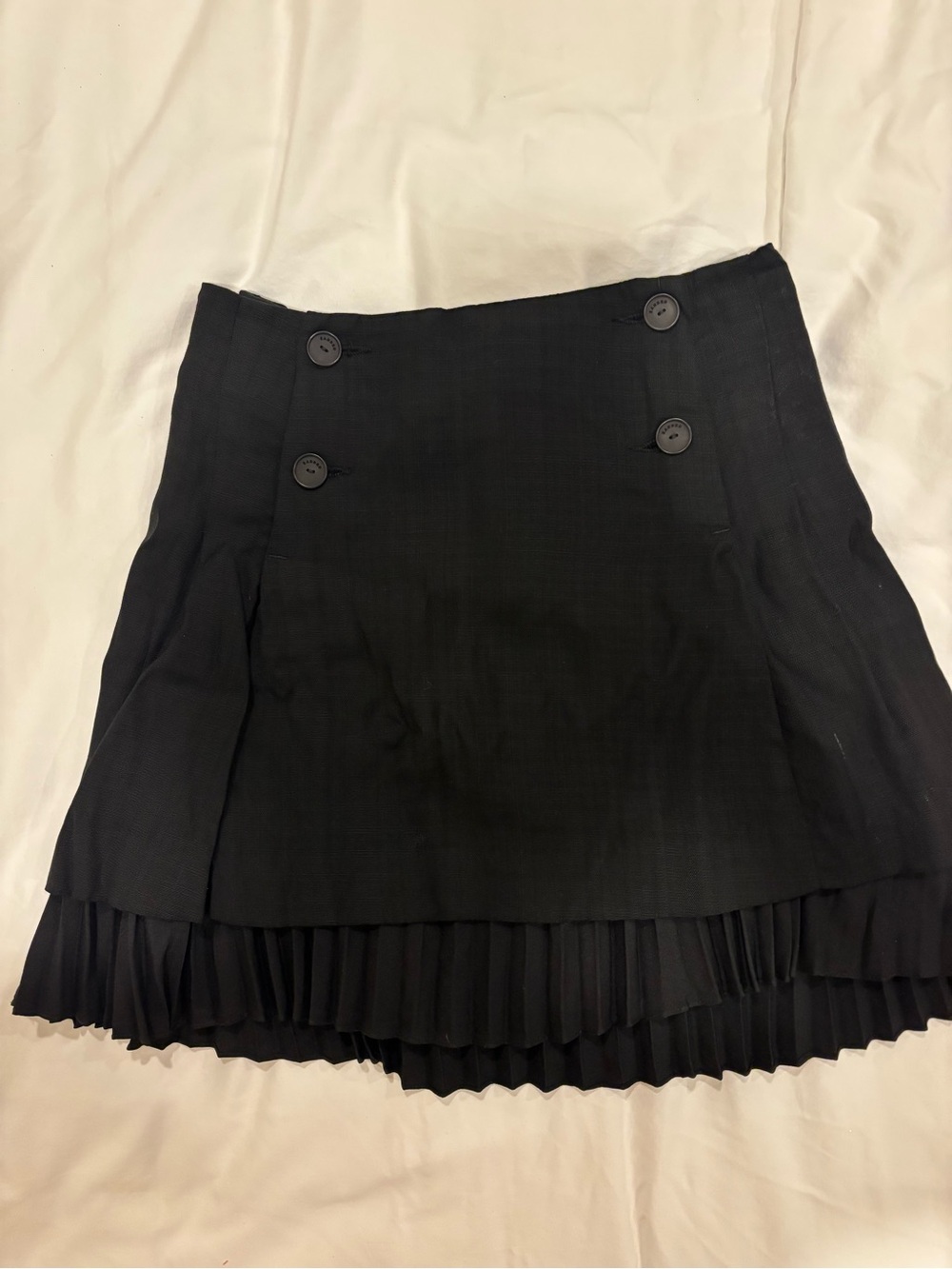 Sandro Black Double-Button Pleated Mini Skirt
